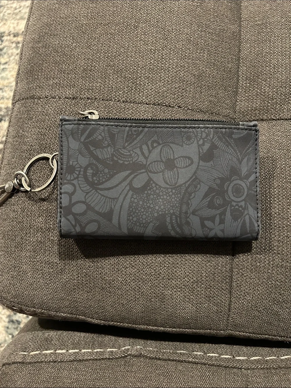 Sakroots Charcoal Floral Zip Wallet